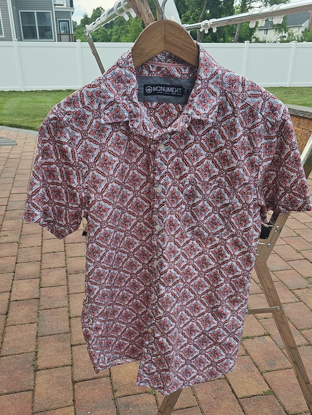 Blockprint button-down shirt